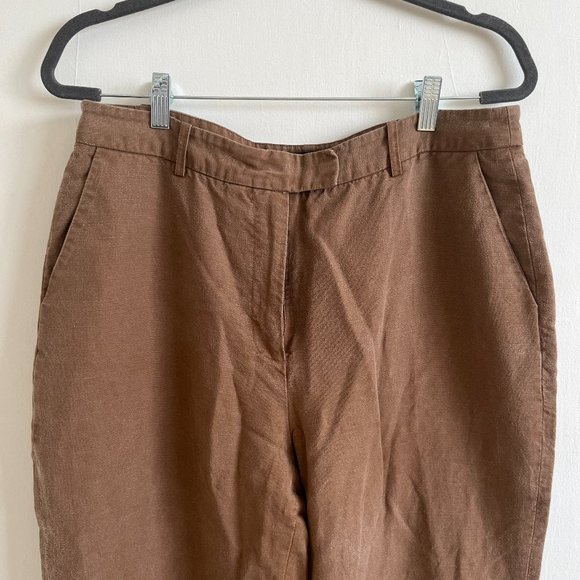 Brown Frank & Oak linen/tencel blend trousers - Picture 1 of 4